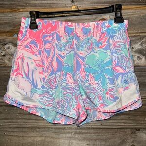 Lilly Pulitzer Luxletic Ocean Trail Shorts In Light Pink&Blue. Woman's Size S